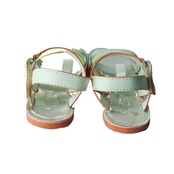 OshKosh Kids White Open-Toe Sandals With Adjustable Straps & Orange Sole - Picture 3 of 9